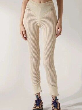 NWT Ruve Loom Pants Beige Crochet pants Women's sz One Size would say small S